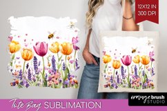 Wildflowers Tote Bag - Watercolor Flowers Tote Bag PNG Product Image 1