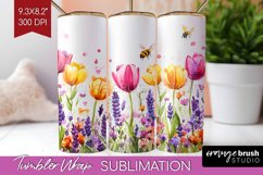 Wildflowers Tumbler Wrap - Watercolor Flowers Tumbler PNG Product Image 1