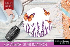 Wildflowers Car Coaster - Watercolor Flowers Coaster PNG Product Image 1
