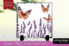 Wildflowers Slate PNG - Watercolor Flowers Square Slate Product Image 1