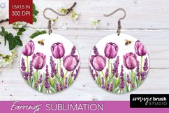 Wildflowers Round Earrings - Watercolor Flowers PNG Product Image 1