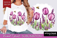 Wildflowers Round Tshirt Background - Watercolor Flowers PNG Product Image 1