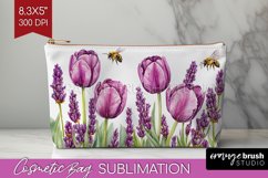 Wildflowers Cosmetic Bag - Watercolor Flowers Makeup Bag PNG Product Image 1