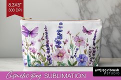 Wildflowers Cosmetic Bag - Watercolor Flowers Makeup Bag PNG Product Image 1
