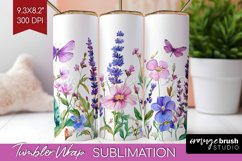 Wildflowers Tumbler Wrap - Watercolor Flowers Tumbler PNG Product Image 1
