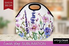Wildflowers Lunch Bag - Watercolor Flowers Lunch Bug PNG Product Image 1