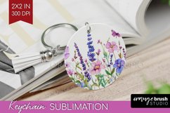 Wildflowers Keychain PNG - Watercolor Flowers Keychain Product Image 1