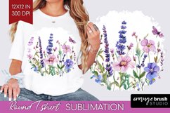 Wildflowers Round Tshirt Background - Watercolor Flowers PNG Product Image 1