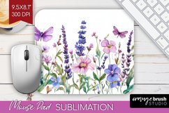 Wildflowers Mouse Pad Sublimation - Watercolor Flowers PNG Product Image 1