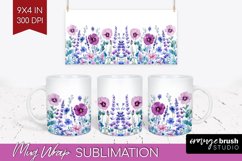 Wildflowers Mug Wrap - Watercolor Flowers Mug PNG Product Image 1
