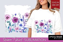 Wildflowers Square Tshirt Background - Watercolor Flowers Product Image 1