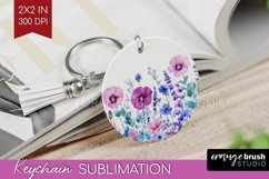Wildflowers Keychain PNG - Watercolor Flowers Keychain Product Image 1