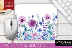 Wildflowers Mouse Pad Sublimation - Watercolor Flowers PNG Product Image 1