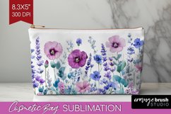 Wildflowers Cosmetic Bag - Watercolor Flowers Makeup Bag PNG Product Image 1