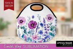 Wildflowers Lunch Bag - Watercolor Flowers Lunch Bug PNG Product Image 1