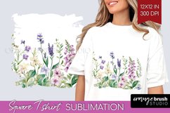 Wildflowers Square Tshirt Background - Watercolor Flowers Product Image 1
