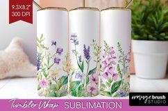 Wildflowers Tumbler Wrap - Watercolor Flowers Tumbler PNG Product Image 1
