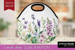 Wildflowers Lunch Bag - Watercolor Flowers Lunch Bug PNG Product Image 1