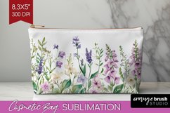 Wildflowers Cosmetic Bag - Watercolor Flowers Makeup Bag PNG Product Image 1
