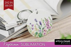 Wildflowers Keychain PNG - Watercolor Flowers Keychain Product Image 1