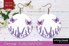 Wildflowers Round Earrings - Watercolor Flowers PNG Product Image 1