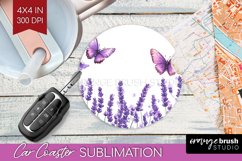 Wildflowers Car Coaster - Watercolor Flowers Coaster PNG Product Image 1