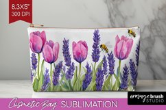 Wildflowers Cosmetic Bag - Watercolor Flowers Makeup Bag PNG Product Image 1