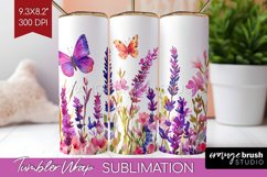 Wildflowers Tumbler Wrap - Watercolor Flowers Tumbler PNG Product Image 1