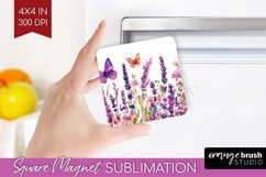 Wildflowers Magnet Sublimation - Watercolor Flowers Square Product Image 1
