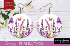Wildflowers Round Earrings - Watercolor Flowers PNG Product Image 1