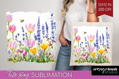 Wildflowers Tote Bag - Watercolor Flowers Tote Bag PNG Product Image 1