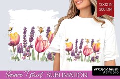 Wildflowers Square Tshirt Background - Watercolor Flowers Product Image 1