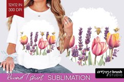Wildflowers Round Tshirt Background - Watercolor Flowers PNG Product Image 1