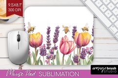 Wildflowers Mouse Pad Sublimation - Watercolor Flowers PNG Product Image 1
