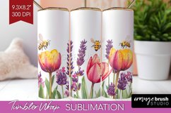 Wildflowers Tumbler Wrap - Watercolor Flowers Tumbler PNG Product Image 1