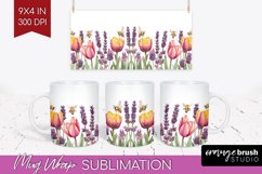 Wildflowers Mug Wrap - Watercolor Flowers Mug PNG Product Image 1