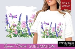 Wildflowers Square Tshirt Background - Watercolor Flowers Product Image 1