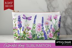 Wildflowers Cosmetic Bag - Watercolor Flowers Makeup Bag PNG Product Image 1