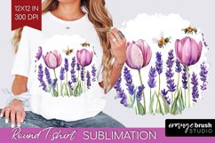 Wildflowers Round Tshirt Background - Watercolor Flowers PNG Product Image 1