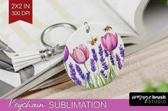 Wildflowers Keychain PNG - Watercolor Flowers Keychain Product Image 1
