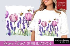 Wildflowers Square Tshirt Background - Watercolor Flowers Product Image 1