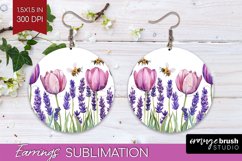 Wildflowers Round Earrings - Watercolor Flowers PNG Product Image 1
