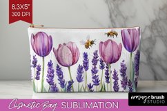 Wildflowers Cosmetic Bag - Watercolor Flowers Makeup Bag PNG Product Image 1