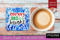 Funny Christmas Quote Square Coaster - Tie Dye Coaster PNG Product Image 1