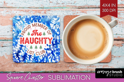 Funny Christmas Quote Square Coaster - Tie Dye Coaster PNG Product Image 1