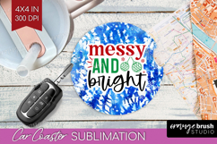 Funny Christmas Quote Car Coaster - Tie Dye Coaster PNG Product Image 1