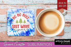 Funny Christmas Quote Square Coaster - Tie Dye Coaster PNG Product Image 1