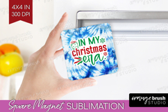 Funny Christmas Quote Magnet Sublimation - Tie Dye Square Product Image 1