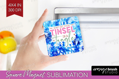 Funny Christmas Quote Magnet Sublimation - Tie Dye Square Product Image 1