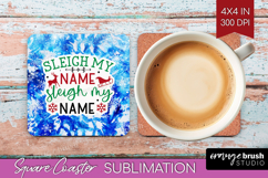 Funny Christmas Quote Square Coaster - Tie Dye Coaster PNG Product Image 1